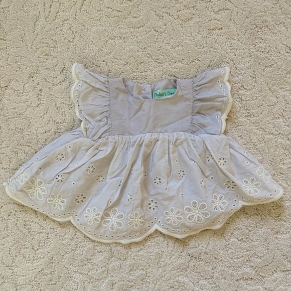 Chelsea’s Corner Gray Ruffled Tiered Dress with Flutter Cap Sleeves - Picture 1 of 2